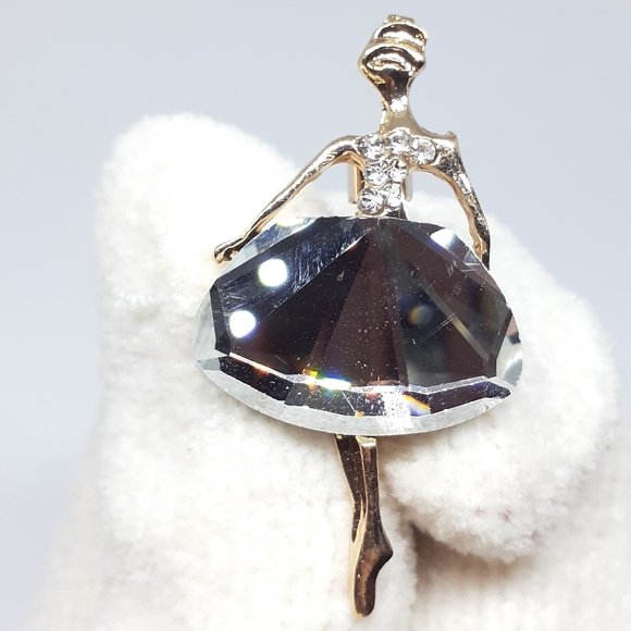 Rhinestone ballerina brooch ballet dancer - Picture 1 of 5